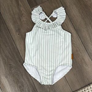 Little Girls Swimsuit • Lila & Jack Striped Ruffle Girls Swimsuit • Size 4T